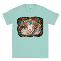 Seafoam merino ram with leopard background Classic Tee - BarkalooDesign