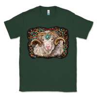 Sports Green merino ram with leopard background Classic Tee - BarkalooDesign