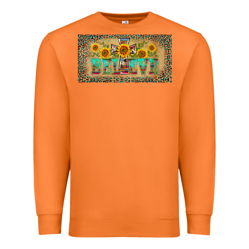 Western Believe Leopard Aztek License Plate Template Premium Sweatshirt by BarkalooDesign | Teevron
