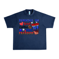 Navy running on iced coffe and freedom Urban Heavy Tee - texasbilliewilder