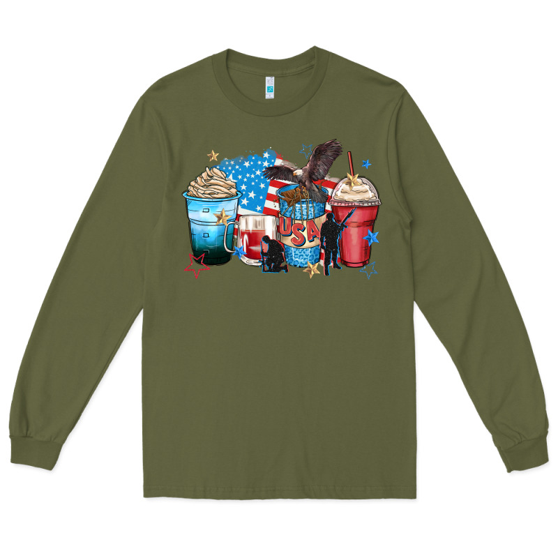 Usa Coffee Cups Long Sleeve Tee by Zillion Design Studio | Teevron