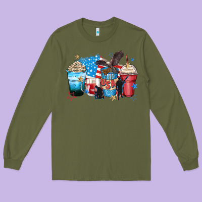 Usa Coffee Cups Long Sleeve Tee Designed By Zillion Design Studio
