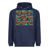Navy bucking bronco serape turquoise Heavyweight Hoodie - Artiststas