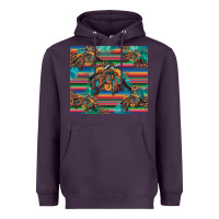 Plum bucking bronco serape turquoise Heavyweight Hoodie - Artiststas