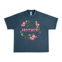 Midnight Navy mother with floral wreath Urban Heavy Tee - RanaPortraitStore
