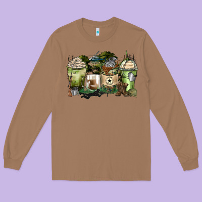 Veteran Coffee Cups Long Sleeve Tee Designed By Zillion Design Studio