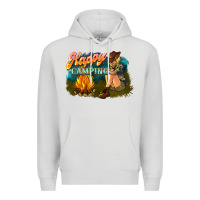 Dove Grey happy camping Premium Hoodie - NancyCooperArtShop