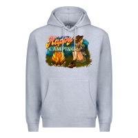 Heather Grey happy camping Premium Hoodie - NancyCooperArtShop