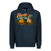 Navy happy camping Premium Hoodie - NancyCooperArtShop
