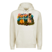Oatmeal Heather happy camping Premium Hoodie - NancyCooperArtShop