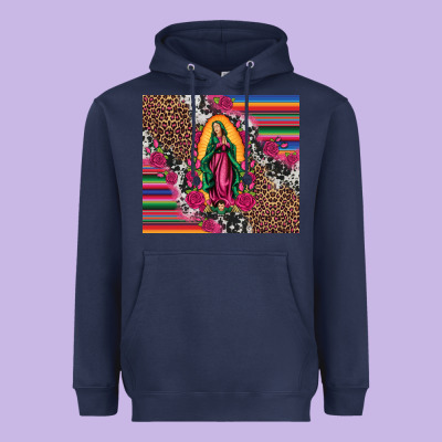 Our Lady Of Guadalupe Serape Background Tumbler Heavyweight Hoodie Designed By Artiststas