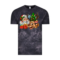 Cloud Black santa and reindeer Vintage Tee - Zillion Design Studio