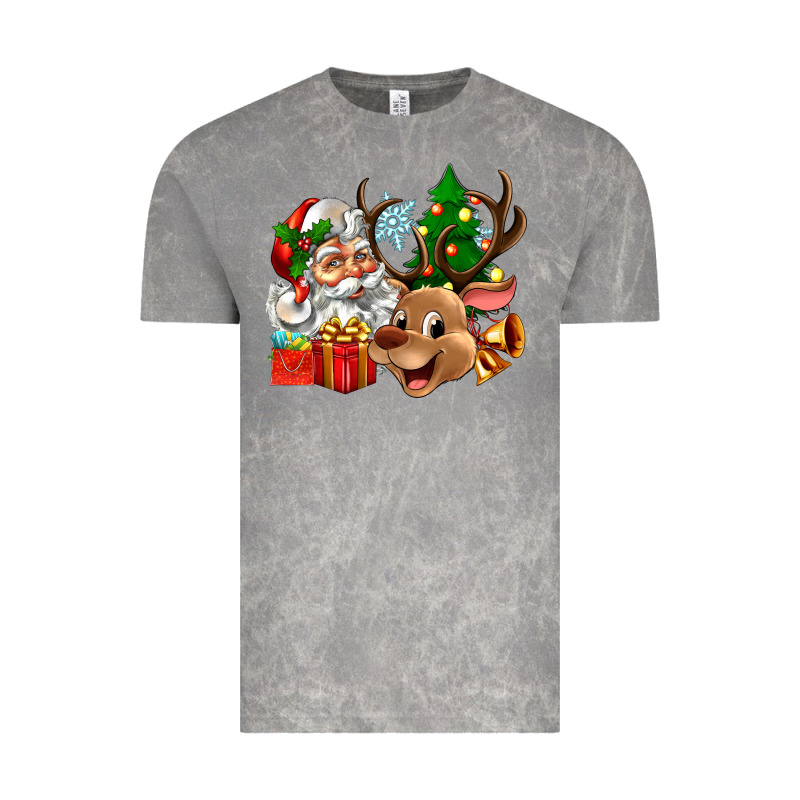 Santa And Reindeer Vintage Tee by Zillion Design Studio | Teevron