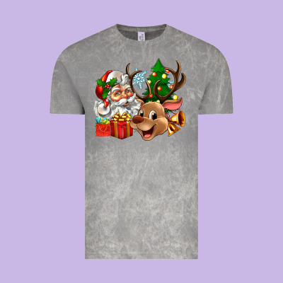 Santa And Reindeer Vintage Tee Designed By Zillion Design Studio