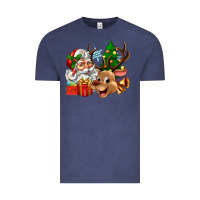 Vintage Denim santa and reindeer Vintage Tee - Zillion Design Studio