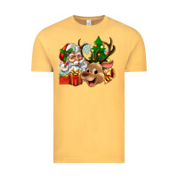 Vintage Mustard santa and reindeer Vintage Tee - Zillion Design Studio