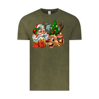 Vintage Olive santa and reindeer Vintage Tee - Zillion Design Studio