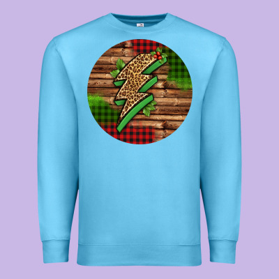 Leopard Lightning Bolt Christmas Premium Sweatshirt Designed By Jasminsmagicworld