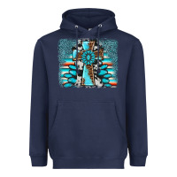 Navy cross gemstone background Heavyweight Hoodie - AdoDesignShop