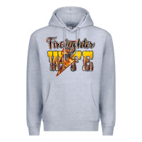 Heather Grey firefighter wife lightning bolt Premium Hoodie - NancyCooperArtShop