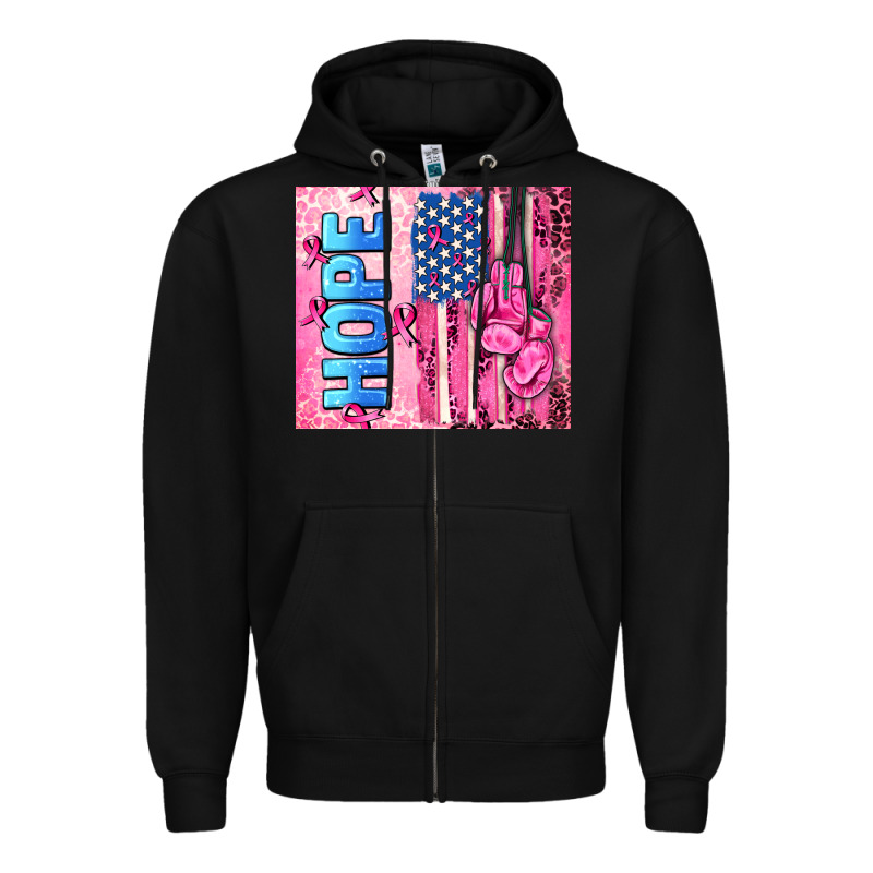 Hope  Breast Cancer And American Flag Zipper Hoodie by AdoDesignShop | Teevron