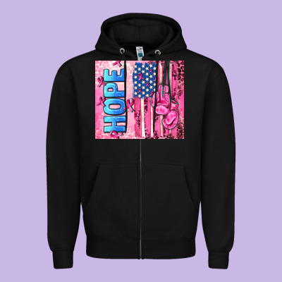 Hope  Breast Cancer And American Flag Zipper Hoodie Designed By Adodesignshop