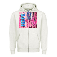 Oatmeal Heather hope  breast cancer and american flag Zipper Hoodie - AdoDesignShop