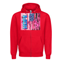 Red hope  breast cancer and american flag Zipper Hoodie - AdoDesignShop
