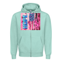 Seafoam hope  breast cancer and american flag Zipper Hoodie - AdoDesignShop
