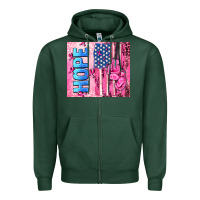 Sports Green hope  breast cancer and american flag Zipper Hoodie - AdoDesignShop