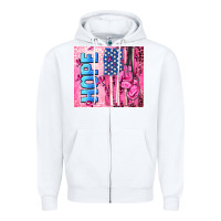 White hope  breast cancer and american flag Zipper Hoodie - AdoDesignShop