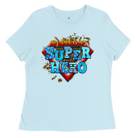 Baby Blue my dad is my super hero Ladies Tee - AdoDesignShop