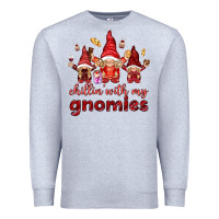 Heather Grey chilling with my gnomies Premium Sweatshirt - NancyCooperArtShop