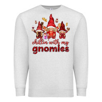 Oatmeal Heather chilling with my gnomies Premium Sweatshirt - NancyCooperArtShop
