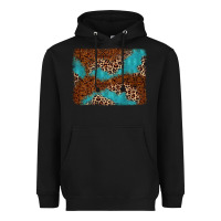 Black turquoise glitter leopard background Heavyweight Hoodie - AdoDesignShop