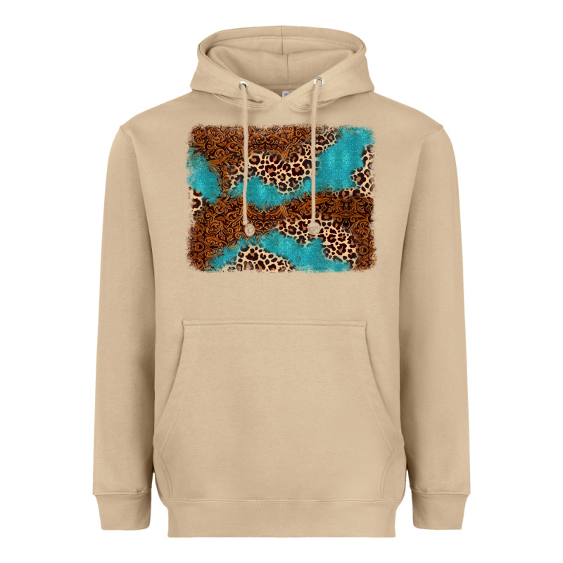 Turquoise Glitter Leopard Background Heavyweight Hoodie by AdoDesignShop | Teevron