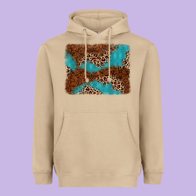 Turquoise Glitter Leopard Background Heavyweight Hoodie Designed By Adodesignshop