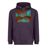 Plum turquoise glitter leopard background Heavyweight Hoodie - AdoDesignShop