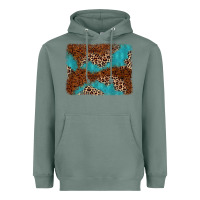 Sage turquoise glitter leopard background Heavyweight Hoodie - AdoDesignShop