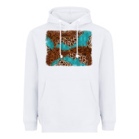 White turquoise glitter leopard background Heavyweight Hoodie - AdoDesignShop