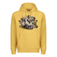 Antique Gold floral racoon western Premium Hoodie - NancyCooperArtShop