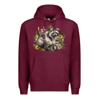 Burgundy floral racoon western Premium Hoodie - NancyCooperArtShop