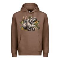 Chestnut floral racoon western Premium Hoodie - NancyCooperArtShop