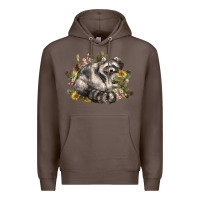 Coffee floral racoon western Premium Hoodie - NancyCooperArtShop