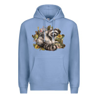 Colony Blue floral racoon western Premium Hoodie - NancyCooperArtShop