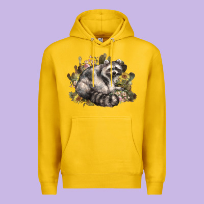 Floral Racoon Western Premium Hoodie Designed By Nancycooperartshop
