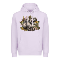 Lilac floral racoon western Premium Hoodie - NancyCooperArtShop