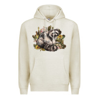 Oatmeal Heather floral racoon western Premium Hoodie - NancyCooperArtShop