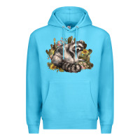 Ocean Blue floral racoon western Premium Hoodie - NancyCooperArtShop