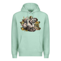 Seafoam floral racoon western Premium Hoodie - NancyCooperArtShop
